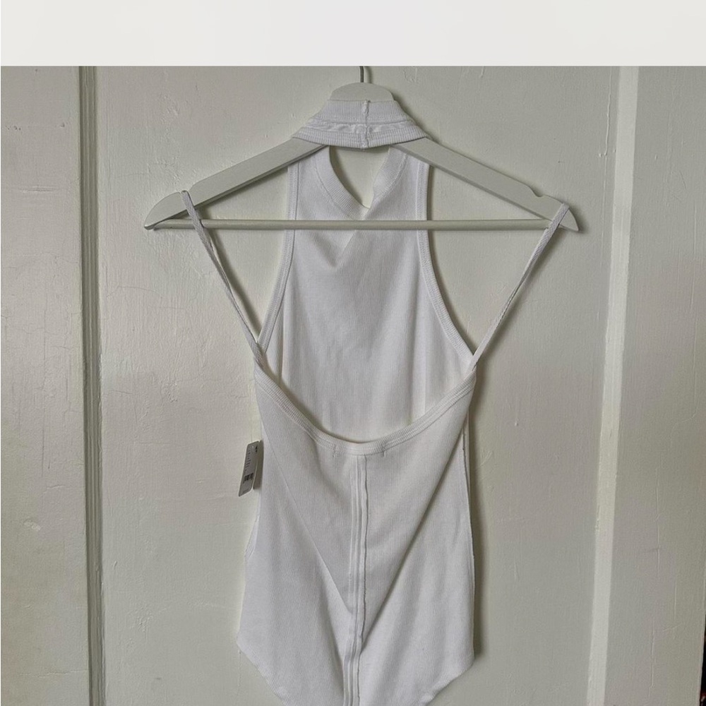 Free People White Asymmetrical Sleeveless Bodysuit